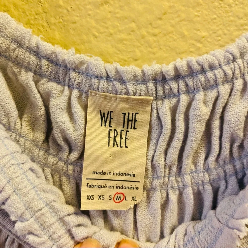 Free People We The Free Light Whimsy Blue Coconut Gathered Tee -med